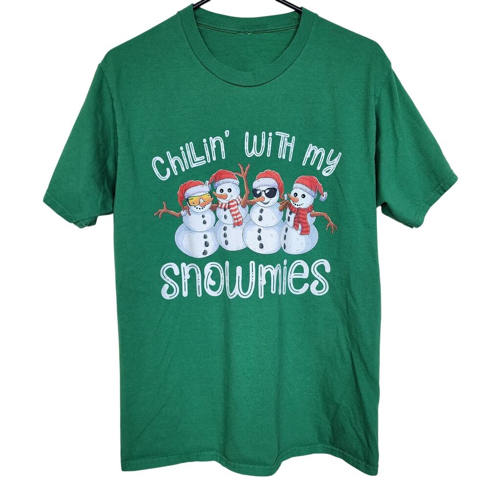 Christmas Chillin With My Snowmies Small Graphic Tee Shirt
